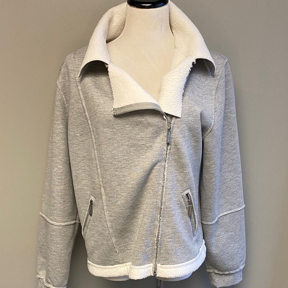 Michael by Michael Kors Gray Teddy Jacket with Cream Accents – Size XL – NWT